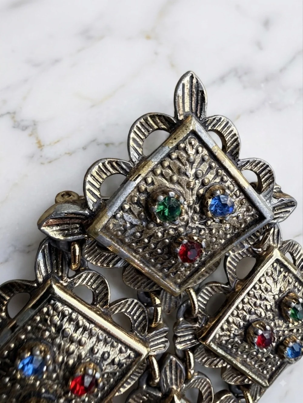 Vintage Sarah Coventry Multi-Stone Medieval Maltese Cross Brooch